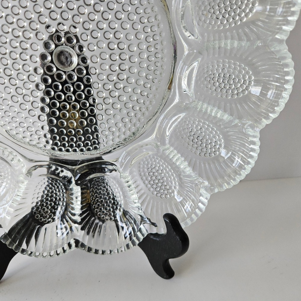 Vtg Indiana Glass Hobnail Egg Dish Plate 11in Scalloped Edges - Picture 4 of 10